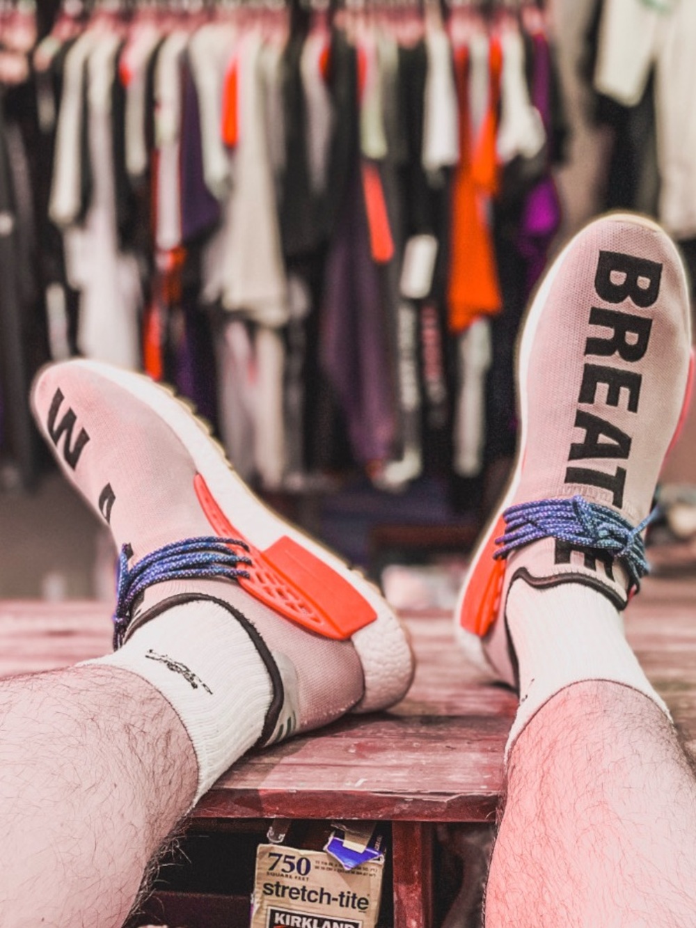 adidas Pink Knit Slip-On Sneakers with Orange Accents